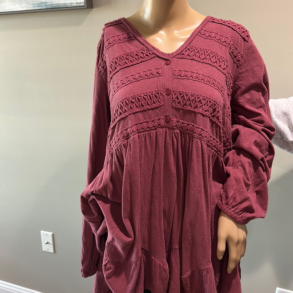 Anthropologie Henley baby doll XL mauve new with tags